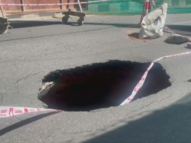 Bengaluru: One biker injured as road caves in due to metro construction work