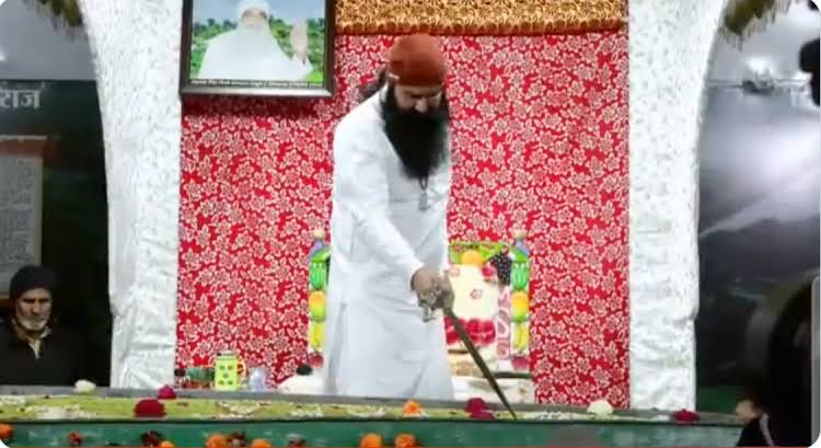 Dera Chief Ram Rahim, out on parole, cuts massive cake with giant sword; video goes viral