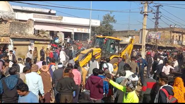 Shiv temple crumbles in Rajasthan’s Karauli amid collision with JCB machine