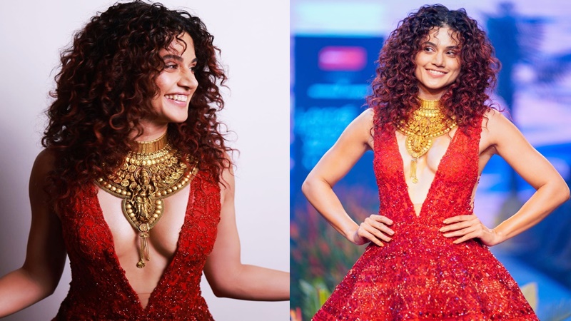 Taapsee Pannu wore Maa Lakshmi’s necklace with a revealing dress, users got angry and said – have some shame