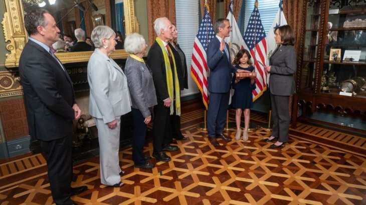 Eric Garcetti sworn in as new US Ambassador to India by Vice President Harris