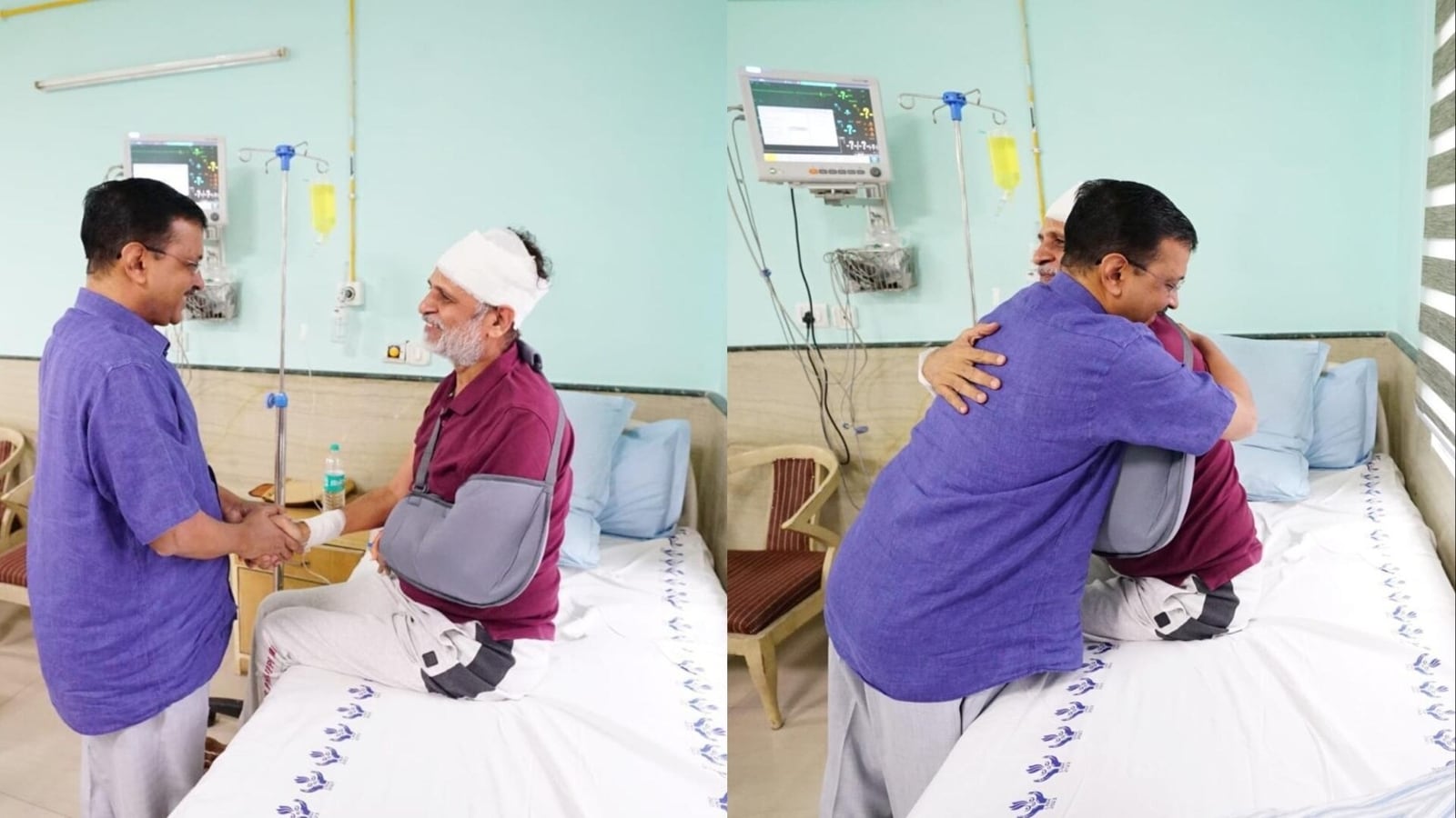 Delhi: CM Kejriwal meets AAP leader Satyendar Jain in hospital, calls him ‘the brave man, the hero’