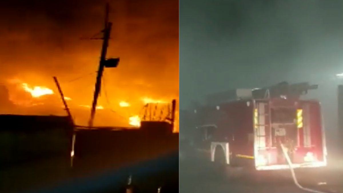Maharashtra: Massive fire breaks out in godown in Pune Wagholi