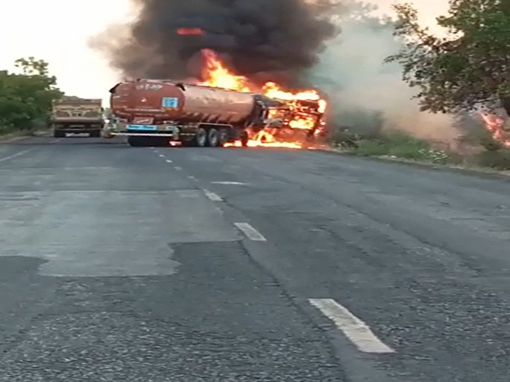 Big accident in Vadodara: Tanker-truck caught fire in head-on collision, three burnt to death