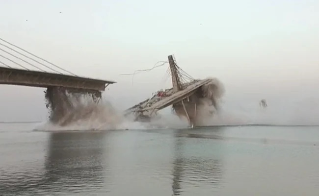 Bridge being built on the Ganga river in Bihar’s Bhagalpur collapses like house of cards