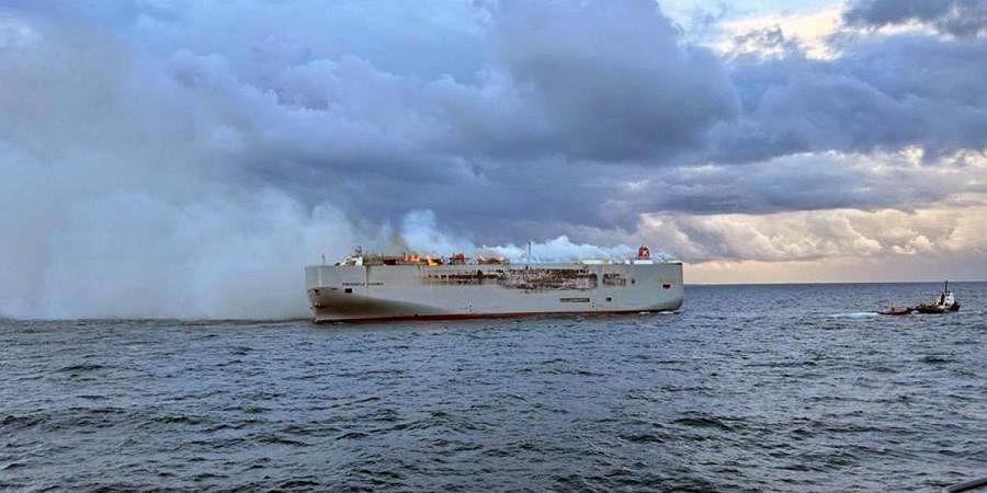 Indian crew member killed and 20 hurt as cargo ship catches fire off Dutch coast