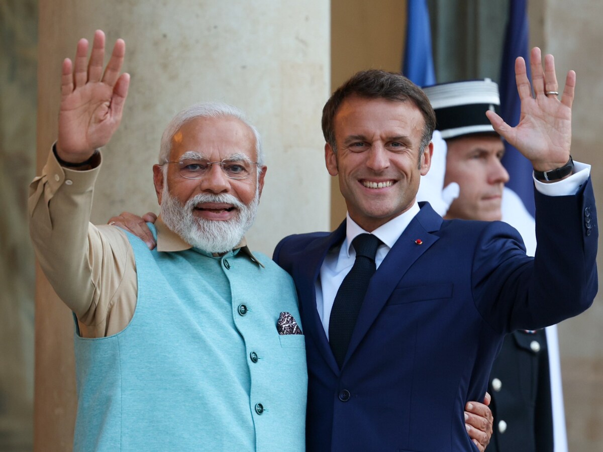 French President Macron hosts PM Modi for private dinner at his official residence, Elysee Palace in Paris