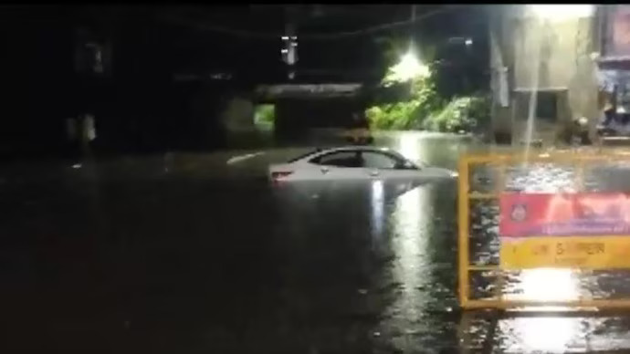 Gujarat rains: Car stuck in waterlogged underpass as heavy rain batters state