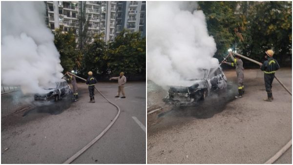 UP: 2 charred to death after car catches fire in Noida society