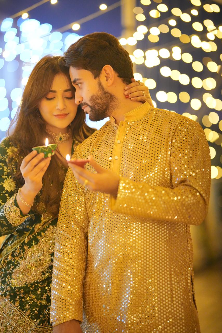 In Pics: Angela Krislinzki and hubby Madhav Mahajan celebrate their first Diwali together post wedding