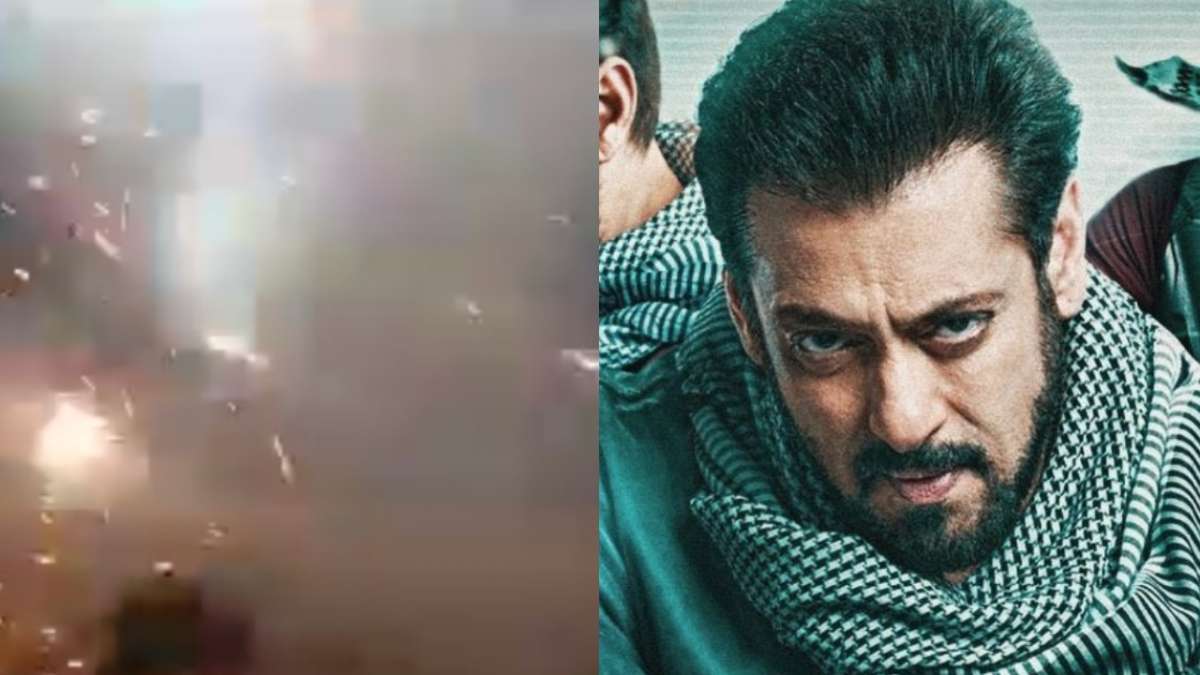 Salman Khan fans burst firecrackers inside theatre during Tiger 3 screening trigger urgent evacuation. Viral video