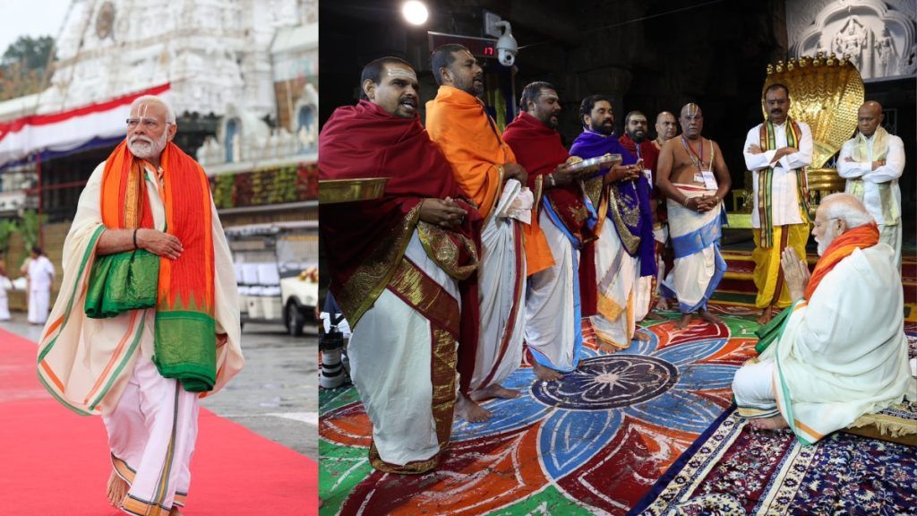 PM Modi Seeks Divine Blessings at Tirumala Temple, Criticizes BRS in Telangana