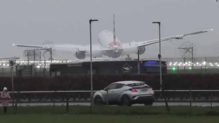 Boeing 777 makes ‘horrifying’ landing at London Heathrow airport amid Storm Gerrit | Watch