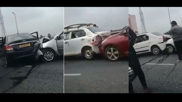 Bengaluru: Serial collision on airport road involving multiple vehicles causes massive cars pile-up; No injuries