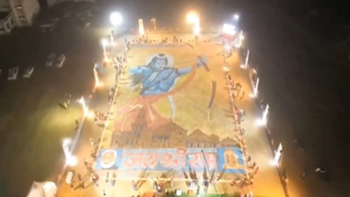 Watch: Grand Portrait of Lord Ram Illuminated by 14 lakh diyas ahead of Mandir Consecration