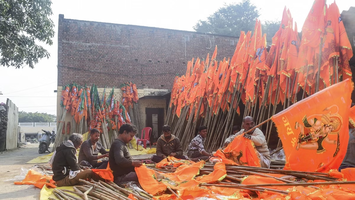Surge in Demand for Saffron Flags and Temple Merchandise ahead of Ram Mandir Consecration