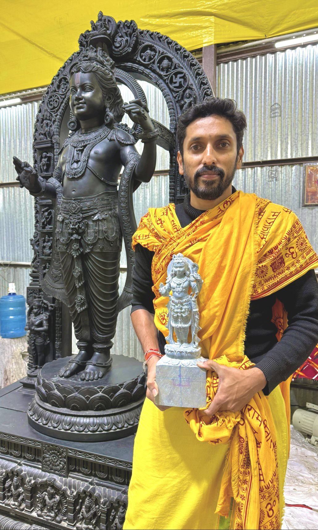 Renowned Sculptor Arun Yogiraj Crafts Miniature Ram Lalla Idol in Ayodhya