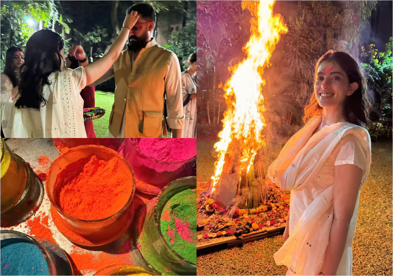 Holi 2024: Aishwarya Rai Bachchan Joins Bachchans & Nandas for Holika Dahan Celebrations: Pics Inside