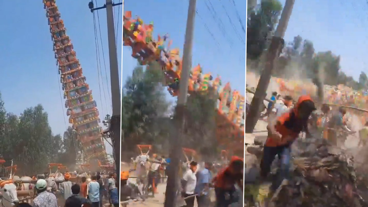120-foot-tall temple chariot collapses during religious event at Anekal near Bengaluru; No injuries reported