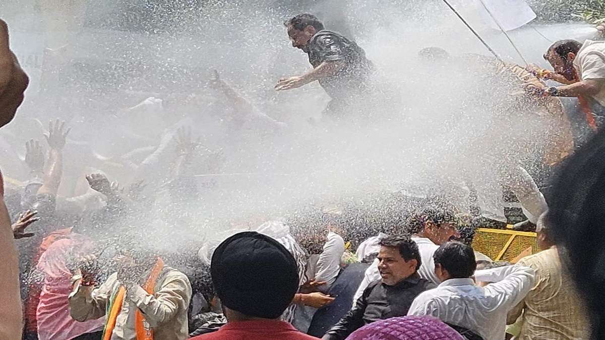 Delhi BJP Chief Injured in Protest Demanding CM Kejriwal’s Resignation