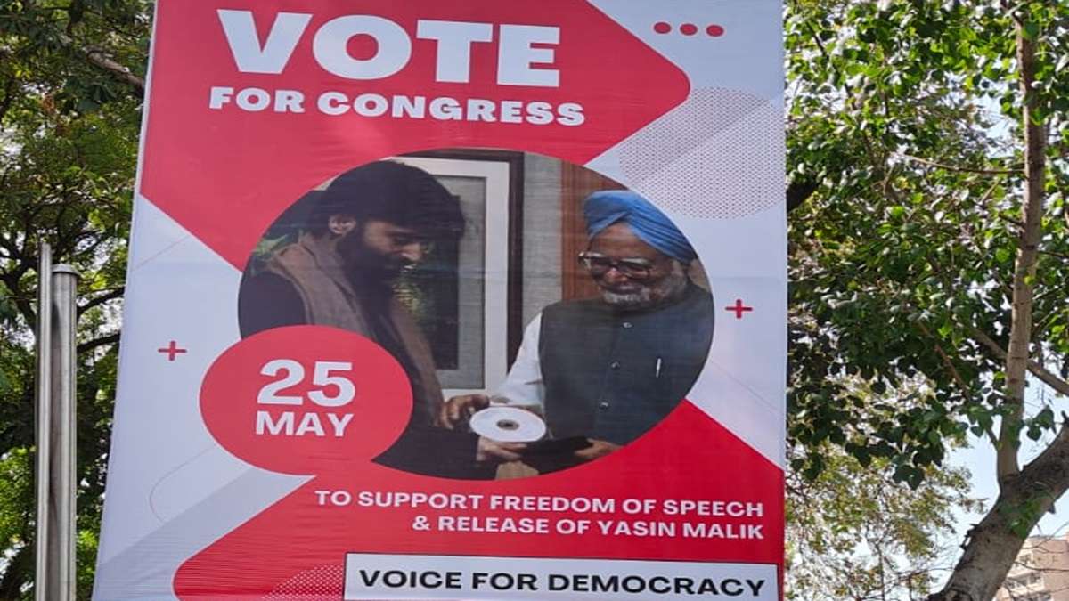 Controversial Congress Poster with Manmohan Singh and Yasin Malik Surfaces Before Delhi Polls