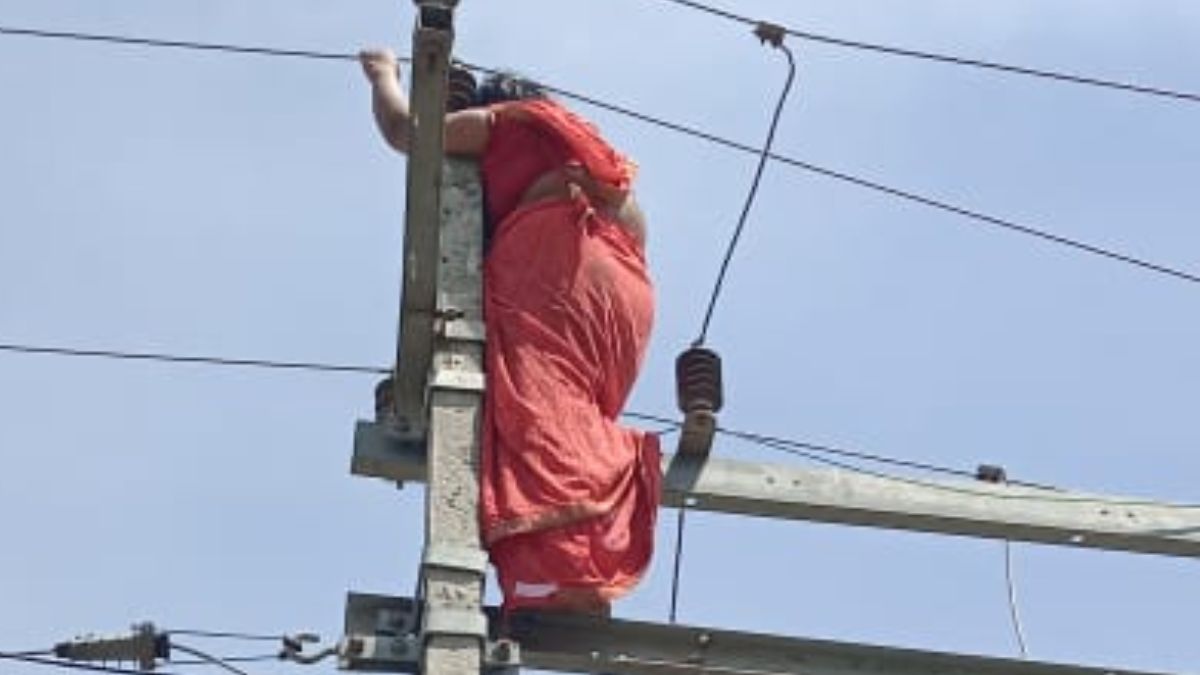 UP: Husband caught wife’s illicit relationship, woman climbs electric pole after fight | Video