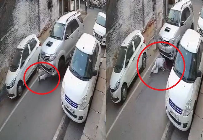 Viral Video: Fortuner hits elderly man in UP while reversing, then moves forward and strikes him again