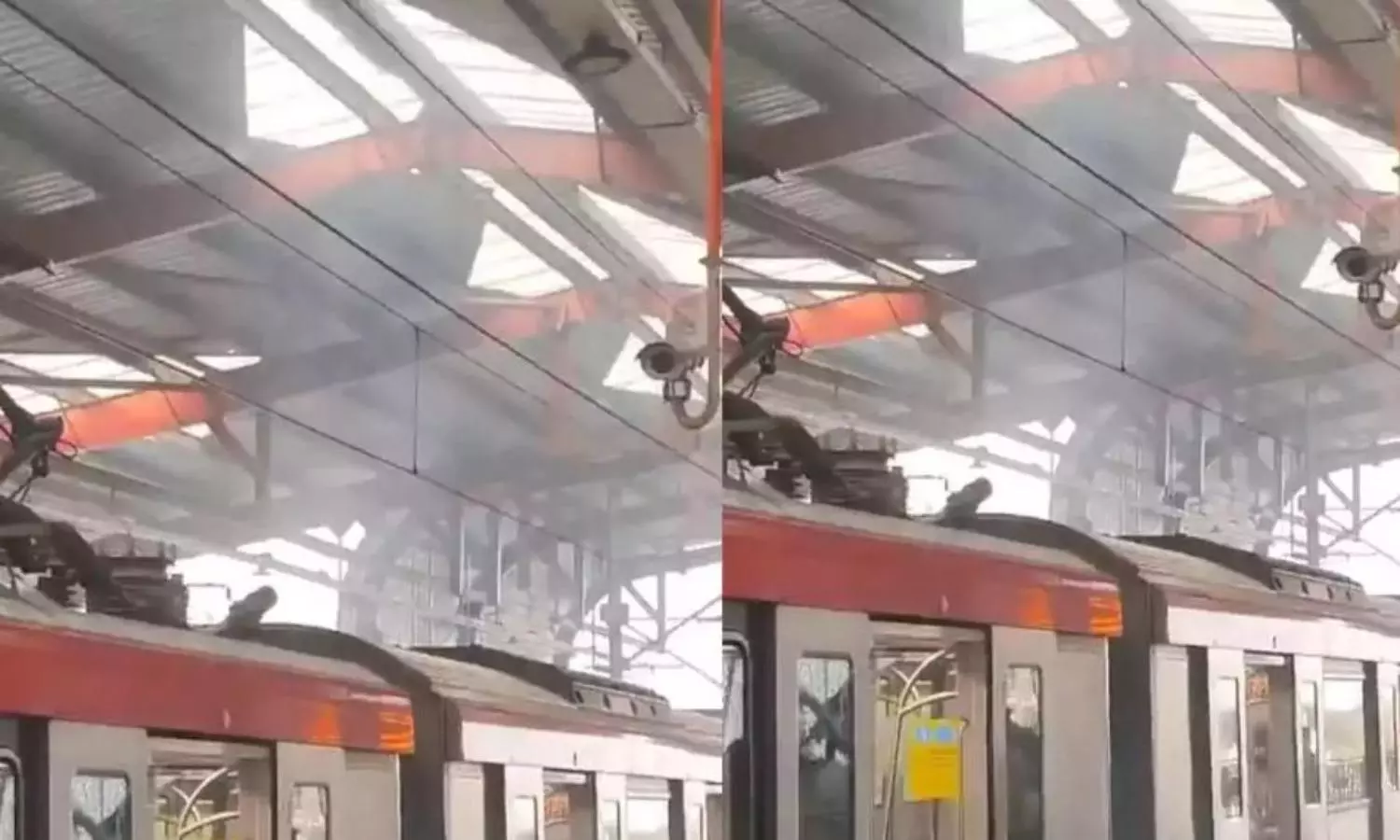 Viral Video: Fire on Metro Coach at Lucknow's Badshahnagar Station, Created Panic