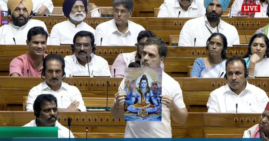 Rahul Vs LS Speaker OM Birla over showing ‘Lord Shiva’ image in Parliament, Massive ruckus