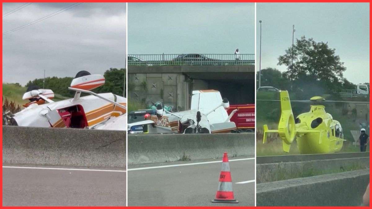 France: Private jet crashes on highway after hitting electric power cable; 3 killed, many injured I VIDEO